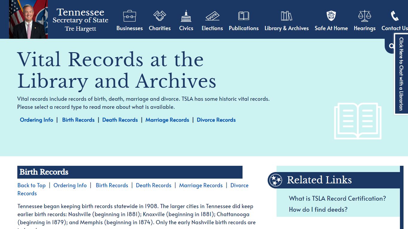 Vital Records at the Library and Archives - Tennessee